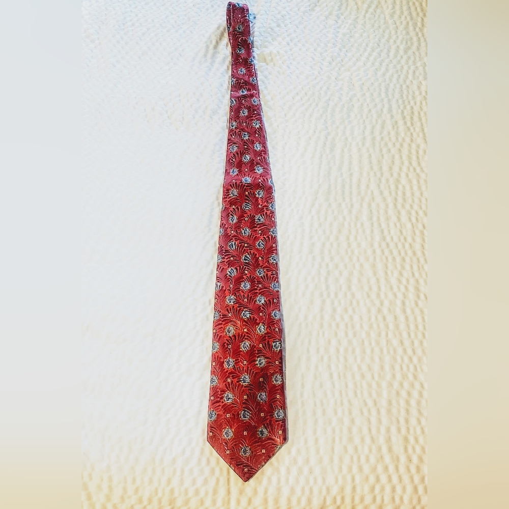 MENS ERMENEGILDO ZEGNA VINTAGE TIE 100% SILK MADE IN RED BLUE FLORAL
